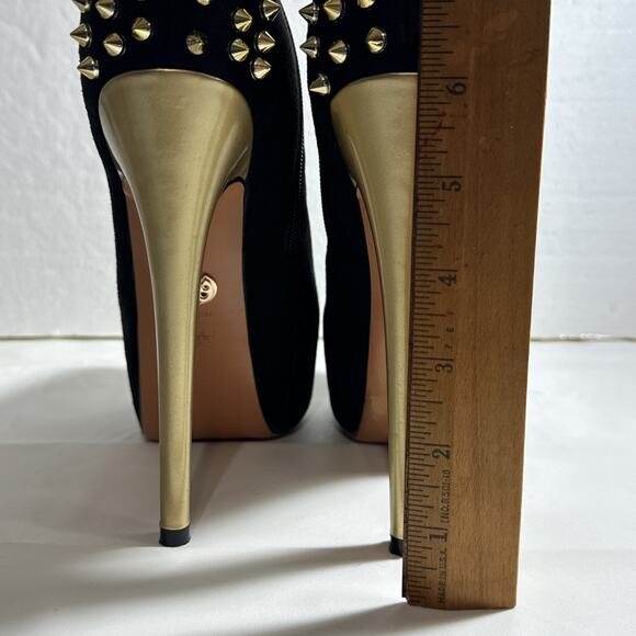 Round Toe High Platform Stiletto Heels Rivets Decor Side Zip Ankle Boots Size 8 - Picture 9 of 12